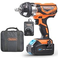 VonHaus 20V MAX Cordless 1/2" Impact Wrench Set High Torque with Variable Speed - Includes 3Ah Lithium-ion Battery, Smart Charger, Belt Hook and Tool Bag