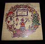 Christmas Good Tidings Wreath Rubber Stamp