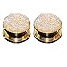 Longbeauty 1 Piece Stainless Steel Sparkling Glitter Flesh Tunnel Ear Expander Screw Plugs Gold Yellow 8MM