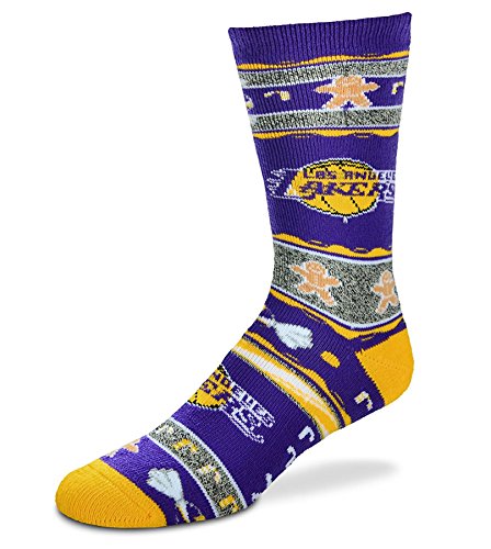 For Bare Feet Ugly Christmas Xmas Holiday Sports Socks NFL NCAA MLB NBA NHL (Large, Los Angeles Lakers)