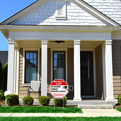 "24 HOUR VIDEO SURVEILLANCE" Outdoor Yard Sign - 8x12 Coroplast Sign With Stake - NEW 8 thumbnail image