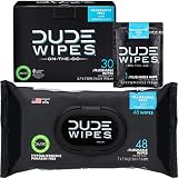 Dude Wipes Flushable & Biodegradable Wipes with Aloe Vera, Singles for Travel (30 Individual Wipes) & Dispenser Pack (48 Count)