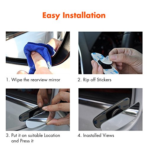 MysBiker Blind Spot Mirrors,Car Mirror Side View Blind Spot,Wide Angle Car Wing Mirror Blind Spot Stick On Side Mirror,Suitable for All Car SUV Trucks Motorcycle (4 Pack) - Thumbnail 6