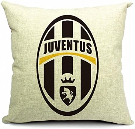 E-sunshine Cotton Blend Linen Square Throw Pillow Cover Decorative Cushion Case Pillow Case 18 X 18 Inches / 45 X 45 cm, Football Club Badge (Juventus)