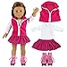 Barwa 2 Sets Doll Clothes and 2 Pairs Ice Skates Boots Shoes Fashion Autumn Clothing Dress Sets Compatible for 18 Inch Doll Xmas Gift
