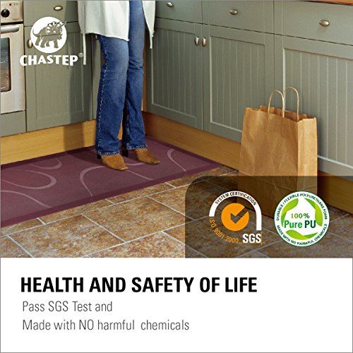 Chastep Premium Anti Fatigue Kitchen Mat 24"x60", No Curl&Smells, Ergonomically Engineered for Standing Desk or Workstations, Anti-Slip Comfort Floor Mats Non-Toxic and Waterproof, Cherry