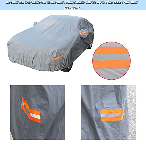 Breathable Universal Fit Car Cover All Weather Outdoor Indoor Full Waterproof Heat Sun UV Rain Snow Dust Resistant Covers (Fits Cars Up To 185 Inches, PEVA, Gray)