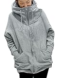 Allegra K Women's Full Zip Long Raglan Sleeves Hooded Coat
