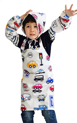 ALLICERE Children's Kid's Aprons Chef Arts Crafts Art Smock and Kid Aprons for Kitchen Classroom Baking Community Event Crafts Art Painting Activity (White,S)