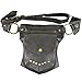 Black Leather Travel Belt, Fanny Pack with Gold Studs and Metal Grommets, for Men & Women, One Size Fits All, Perfect for Burning Man Festivals, and More