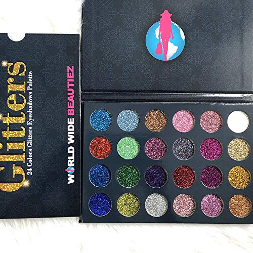 Pro Glitter Eyeshadow Palette - 24 Colors Glitter Eyeshadow Palette Shimmer Ultra Pigmented Makeup Eye Shadow Powder Long Lasting Waterproof