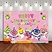 Cartoon Cute Baby Shark Family Photo Background Children Happy Birthday Supplies Pink Ocean Photography Backdrop Baby Shower Party Banner Vinyl 5x3ft Photo Booth Studio Props Candy Table Decoration