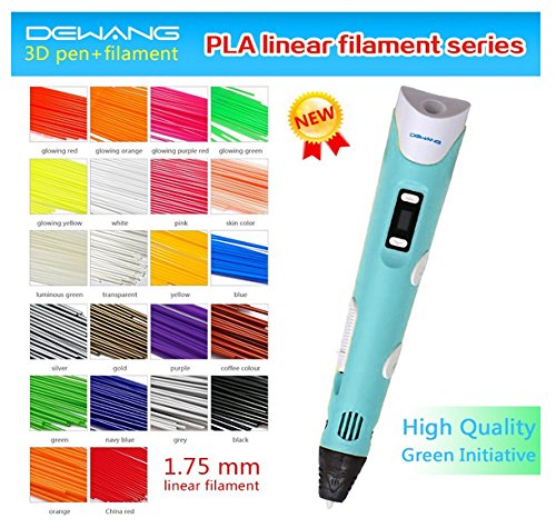 ASTRO 3D Pen New Updated Model Printing Drawing Pen with LED Screen Version 2015 + 10 Packs Multi-colors 1.75mm PLA Filament-40 strands per pack (Blue)