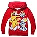 Pokemon Long Sleeve Front Zip Hoodie Sweater Jacket Coat (7-8 sz 130, Red)