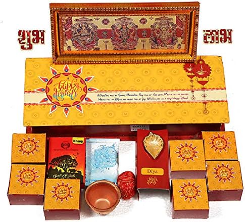 Desert Town® Spiritual Festive Laxmi Ganesha Puja Complete Samagri Gift Box Sampurn Pujan Samagri Box