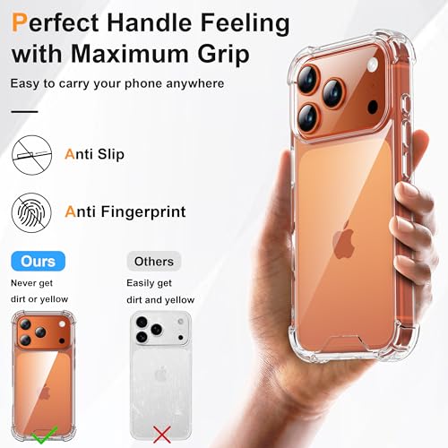 ORETECH 4 in 1 Case for iPhone 17 Pro Max (6.9 Inches) with [2 Tempered Glass and 1 Camera Glass] Shockproof Hard PC Case with Bumper-Transparent