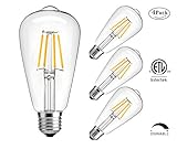 Dimmable led light bulb, 4w LED Edison Bulb, 40 Watt Incandescent Equivalent, 4W Vintage LED Filament Light Bulb, st64 led bulb,2700K Soft White ,e26 /e27 led bulb, Clear Glass Cover , 4 Pack