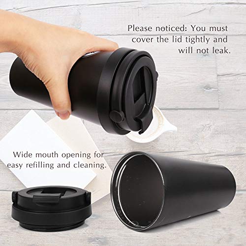 Coffee Travel Mug, Yeslike 17oz Stainless Steel Vacuum Insulated Tumbler with Lid, Coffee Cup Flask for Hot & Cold Drinks - Thumbnail 3