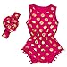 Messy Code Baby Romper Onesies Girls Clothes Gold Dot Jumpsuits Headband Outfit Sleeveless Boutique,Hot Pink,Small / 6-12Month