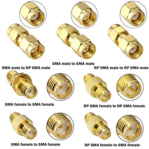 SMA Connector Kits Set 15 Adapter SMA RP SMA Male and Female RF Coax