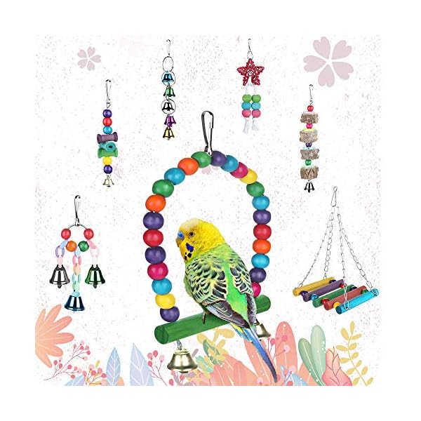 Zacro Giochi per Uccelli pappagalli, 7 Pezzi Giocattoli da Masticare, Giocattoli a Campana, per Animali di Piccola… Zacro Zacro Giochi per Uccelli pappagalli, 7 Pezzi Giocattoli da Masticare, Giocattoli a Campana, per Animali di Piccola…