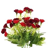 SOLEDI 1 Bunch 25-stem Artificial Flower Dianthus Caryophyllus Carnation Fake Silk Flower Plastic Flower Arrangement Wedding Party Home Garden Decor Room Decoration New