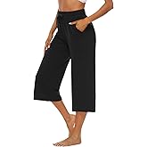 OYANUS Capris for Women Casual Summer Loose Comfy Drawstring Wide Leg Capri Pants with Pockets
