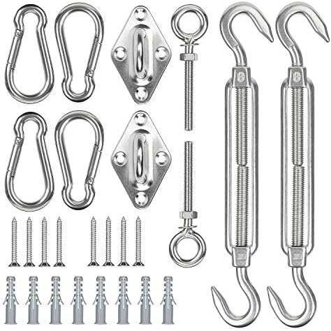 Hyber&Cara M8 Heavy Duty Sun Shade Sail Fixing Kit (for Wall Pole), 304