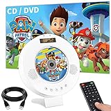 Jinhoo Portable DVD CD Player Wall Mountable Bluetooth DVD Player with HDMI Output Region Free, Built-in PAL NTSC System, Anti-Skip Protection LED Display USB Slot and Remote Connect with TV Projector
