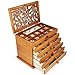 Wood Jewelry Box for Women - Real Wooden Jewelry Holder Organizer Box with Rose Leaf Patterns, Mothers Day Gifts, Jewelry Boxes for Storage Earrings Rings Necklace Bracelet, Ideal Gift for Women's Day