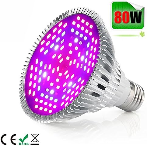 80W LED Grow Light Bulb,Alimu Grow lamp for indoor plants, Plant Lights Bulb for Indoor Garden Greenhouse and Hydroponic Plants Full Spectrum (E27 120leds)