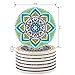 Naipusun Coasters for Drinks,Absorbent Ceramic Stone with Cork Backing Mandala Coaster,Protect Your Furniture from Spills Scratches Water Rings and Damage, Set of 8 (306)