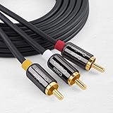 3RCA Cable,CableCreation Long 16ft 3RCA Male to 3RCA Male Video Audio Stereo Cable Gold-Plated Compatible with Set-Top Box,Speaker,Amplifier,DVD Player,5M