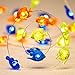 Impress Life Nautical Themed Christmas Decorations, Tropical Small Fish Led Blue Green Orange Battery-Powered String Lights 10ft 40 Led Silver Wire with Remote for Patio, Porch, Bedroom