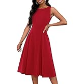 FANDEE Women's Sleeveless Cocktail Dress Vintage A Line Fit and Flare Elegant Midi Dresses for Women with Pockets