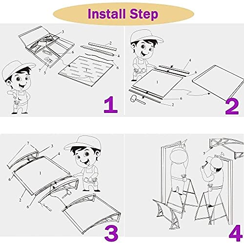 DHFDHD Markise Markise Shelter Garten Außen Fenster Veranda Regen-Schutz-Schutz-Tür-Vordächer Markisen Vorder- und… – Bild 8