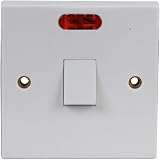 Invero 1 Gang 20 Amp Double Pole Water Heater Wall Switch White Red Neon view 2