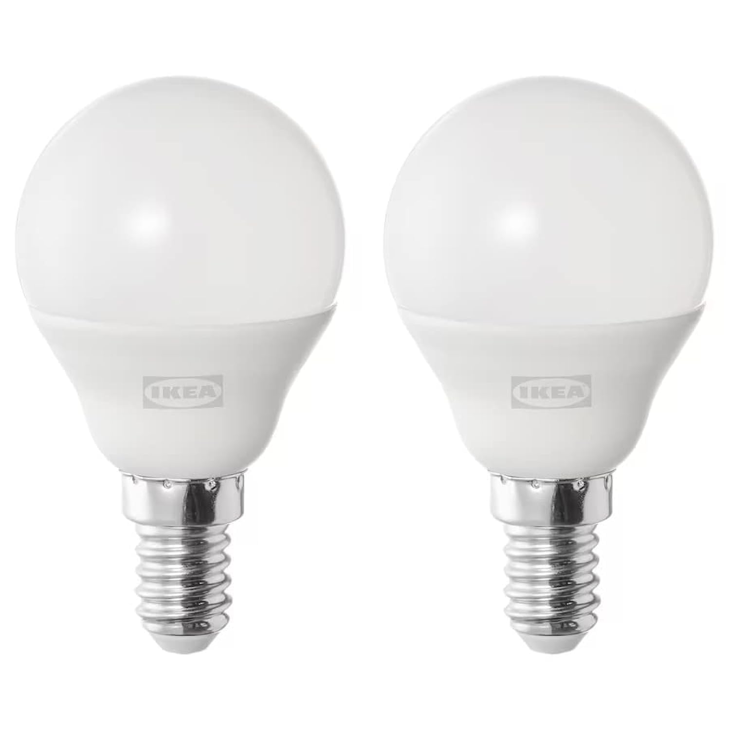 Ikea SOLHETTA LED Bulb E14 470 Lumen, Globe Opal White 4000K 2 Pack