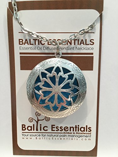 Diffuser Necklace Essential Oils pendant with 24" chain Aromatherapy and 5 washable pads, aroma aromatherapy Antique Silver round locket 1.25"