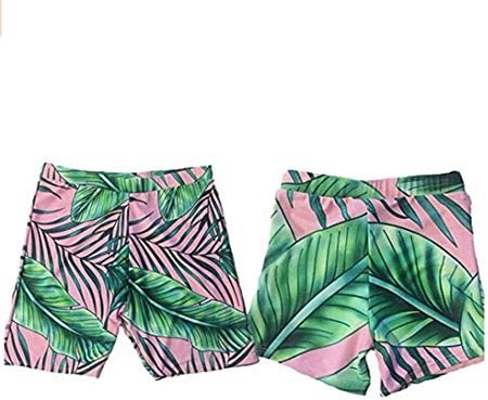 Family Matching Tropic Leaves Print Swim Shorts Father Son Bathing Beach Trunks