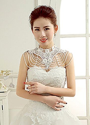 Alvak Bridal Pearls Lace Flower Choker Necklace Shoulder Chain Body Deco(LYW66)