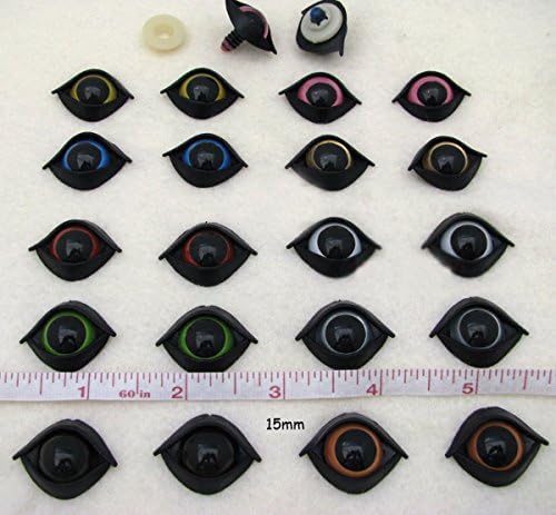 bangdan Eyes With Eye Lids for Dolls, Puppets, Sew, Crochet , 15mm 10 Pair mix colors