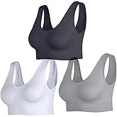 JEMINAY Women's Wireless Sleep Bras Unpadded Seamless Comfort Bras Throw-on Wirefree Bralettes 3 Pack