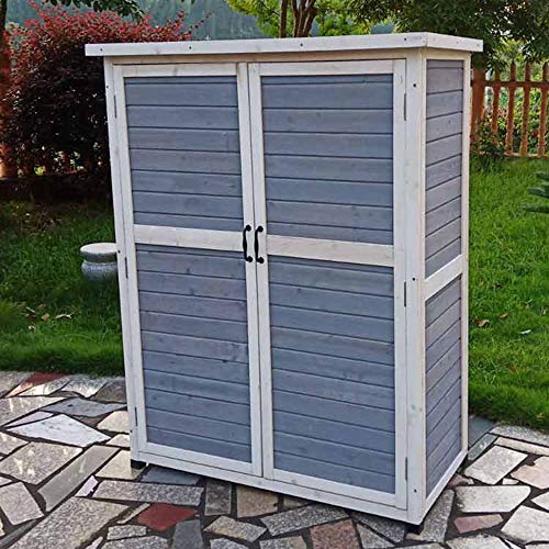 5-lagiger Gartenhaus-Aufbewahrungsbox-Geräteschuppen, Doppeltür-Balkon-Holz-Lagerschuppen, Garten-Rasen…
