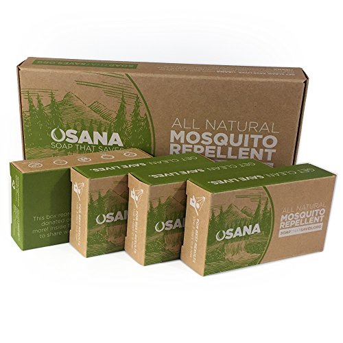 Osana All Natural Mosquito Repellent Soap (3 Bars, 1 Bonus Travel Bar) Citronella & Menthal