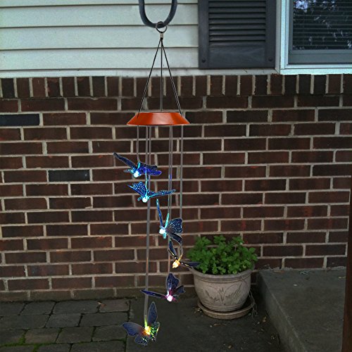 Anpatio Light Control Solar Powered Butterfly Wind Chime Outdoor Waterproof Colour Changing LED Light Romantic Garden Yard Balcony Decoration Best Gift - Thumbnail 4
