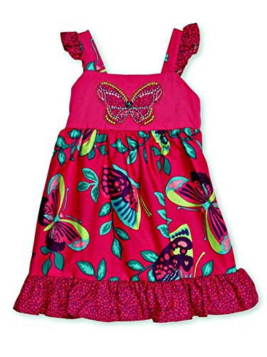 Youngland Infant & Toddler Girls Hot Pink Butterfly Ruffled Dress Sun dress 12m