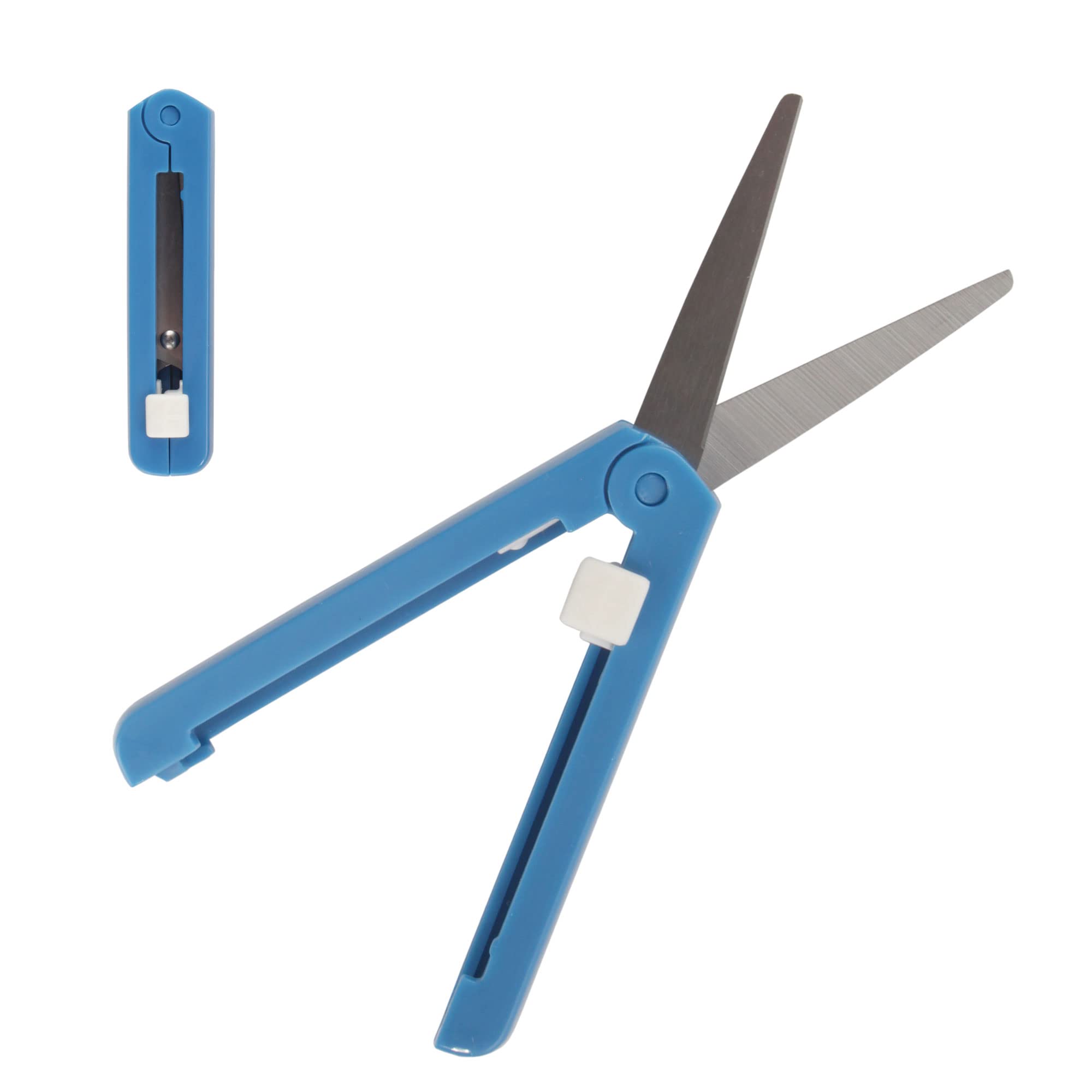 Push Open Folding Scissors - Dark Blue - 1 Pair