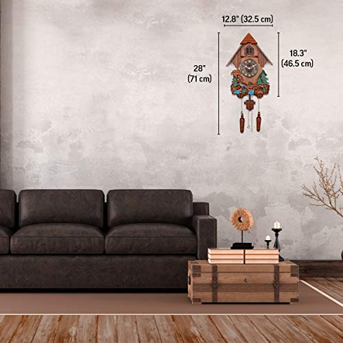 Polaris Clocks Cuckoo Clock in German Style with Night Mode Option (Multi Color, Water Mill-2) - Thumbnail 3