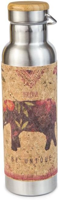 Yoloha Insulated Stainless Steel and Cork Water Bottle, 20 oz. - BPA-Free, Lead-Free - Non-Slip, Sustainable, Soft, Durable, Premium, Handmade, Moisture Resistant